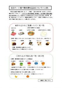 食べ物の持ち込みについて(表)のサムネイル